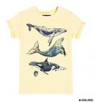 Бежевая  женская футболка с подворотами Три кита