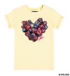 Бежевая  женская футболка с подворотами Любовь к ягодкам
