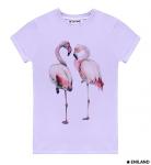 Лавандовая  женская футболка с подворотами Любовь фламинго