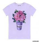 Лавандовая  женская футболка с подворотами Расцветай