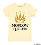 Бежевая  женская футболка с подворотами Королева
