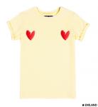 Бежевая  женская футболка с подворотами Сердечки
