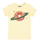 Бежевая  женская футболка с подворотами Пончик-планета