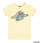 Бежевая  женская футболка с подворотами Планета