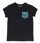 Черная футболка с подворотами и карманом - Ветка миндаля Ван Гога