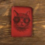 Обложка "Кот в очках", красная