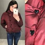 Куртка кнопки-сердечки бордовый металлик LE