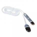 FORZA Кабель для зарядки 2в1, Micro USB и iP, 1 м, 2А, плоский кабель, колпачки для  шт.екеров, 2 цв