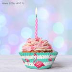 Набор для выпекания кексов "С днем Рождения"фламинго, набор 24 формочки