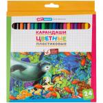Карандаши цветные пластиковые ArtSpace "Подводный мир", 24цв., заточен., картон, европодвес, 259769