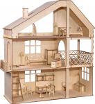 Кукольный дом ХэппиДом "Гранд коттедж с верандой и мебелью" из дерева