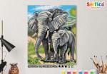 Картина по номерам на холсте 50х40 см. "Слоны".