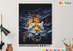 Картина по номерам на холсте 50х40 см. "Плывущий тигр".