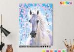 Картина по номерам на холсте 50х40 см. "Белая лошадь".