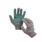 Перчатки, х/б, вязка 10 класс, 4 нити, размер 9, с ПВХ протектором, серые, Greengo