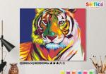 Картина по номерам на холсте 50х40 см. "Радужный тигр"
