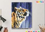 Картина по номерам на холсте 50х40 см. "Тигр под дождём".