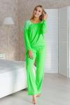 Костюм домашний женский Клеманс футболка длинный рукав+брюки зеленый