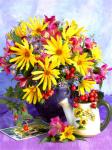 Букет цветов и чайничек