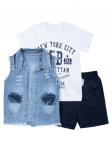 Комплект для мальчика: футболка, шорты и джинсовый жилет