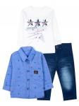 Комплект для мальчика: джинсы, футболка с длинным рукавом и рубашка