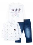 Комплект для мальчика: джинсы, футболка с длинным рукавом и рубашка