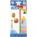 Карандаши цветные двусторонние Milan "1131", 24 цв., 12 шт., трехгран., заточен., картон, европодвес, 07112312