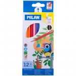 Карандаши цветные Milan "211", 12 цв., шестигран., заточен., картон, европодвес, 80012/1110713/6