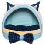 Домик-лежанка «Мята» с бантиком и съемной подушкой для кошек 41*32*30