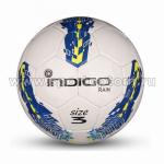 Мяч футбольный №3 INDIGO RAIN тренировочный (PU SEMI) Юниор, IN031, бело-сине-желтый