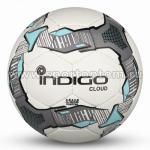 Мяч футбольный №4 INDIGO CLOUD тренировочный (PU 1.2 мм) Юниор, IN034, бело-серо-голубой
