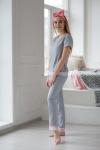 Костюм-пижама футболка+брюки с кружевом - Банти | серый