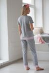Костюм-пижама футболка+брюки с кружевом - Банти | серый