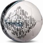 Мяч футбольный №5 INDIGO SТORM тренировочный (PU, PVC 1.5 мм), D03, бело-голубо-серый