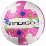 Мяч волейбольный INDIGO BRILLANTE любительский шитый (PVC 1,6 мм), 100082, бело-розовый