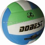 Мяч волейбольный DOBEST тренировочный  клееный (PU, микрофибра), 1010GWB, бело-голубо-зеленый