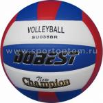 Мяч волейбольный DOBEST тренировочный клееный (PU), 038 BR SU, бело-сине-красный