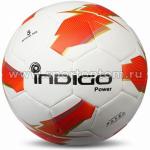 Мяч футбольный №5 INDIGO POWER матчевый бесшовный (PU PVC 1.4мм), Z02, бело-оранжевый