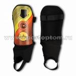 Щитки футбольные INDIGO с защитой щиколотки, ламинированным покрытием, 1250, оранжево-желтый, XS