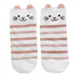 Короткие носки "Розовые милахи" Котик в Розовую Полоску