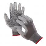 Перчатки нейлоновые, с ПУ покрытием, с ПВХ точками, размер 7, цвет МИКС