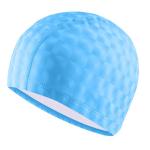 B31517-0 Шапочка для плавания ПУ одноцветная 3D (Голубой)