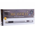 Ручка шариковая масляная с грипом MUNHWA "MC Gold", ЧЕРНАЯ, корпус прозр., 0,5мм, линия 0,3мм,BMC-01
