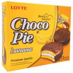 Печенье LOTTE "Choco Pie Banana" (Чоко Пай Банан), глазированное, 336 г, 12 шт х 28 г, ш/к 40935