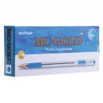 Ручка шариковая масляная с грипом MUNHWA "MC Gold", ГОЛУБАЯ, корпус прозр., 0,5мм,линия 0,3мм,BMC-12
