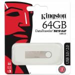 Флэш-диск 64GB KINGSTON DataTraveler SE9 G2 USB 3.0, металл. корпус, серебристый, DTSE9G2/64GB