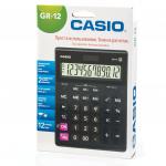 Калькулятор настольный CASIO GR-12-W (209х155 мм), 12 разрядов, двойное питание, черный, европодвес