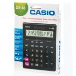 Калькулятор настольный CASIO GR-16-W (209х155 мм), 16 разрядов, двойное питание, черный,  европодвес