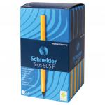 Ручка шариковая SCHNEIDER (Германия) Tops 505 F, ЧЕРНАЯ, корпус желтый, 0,8мм, линия 0,4 мм,150501