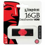 Флэш-диск 16GB KINGSTON DataTraveler 106, USB 3.0, черный/красный, DT106/16GB